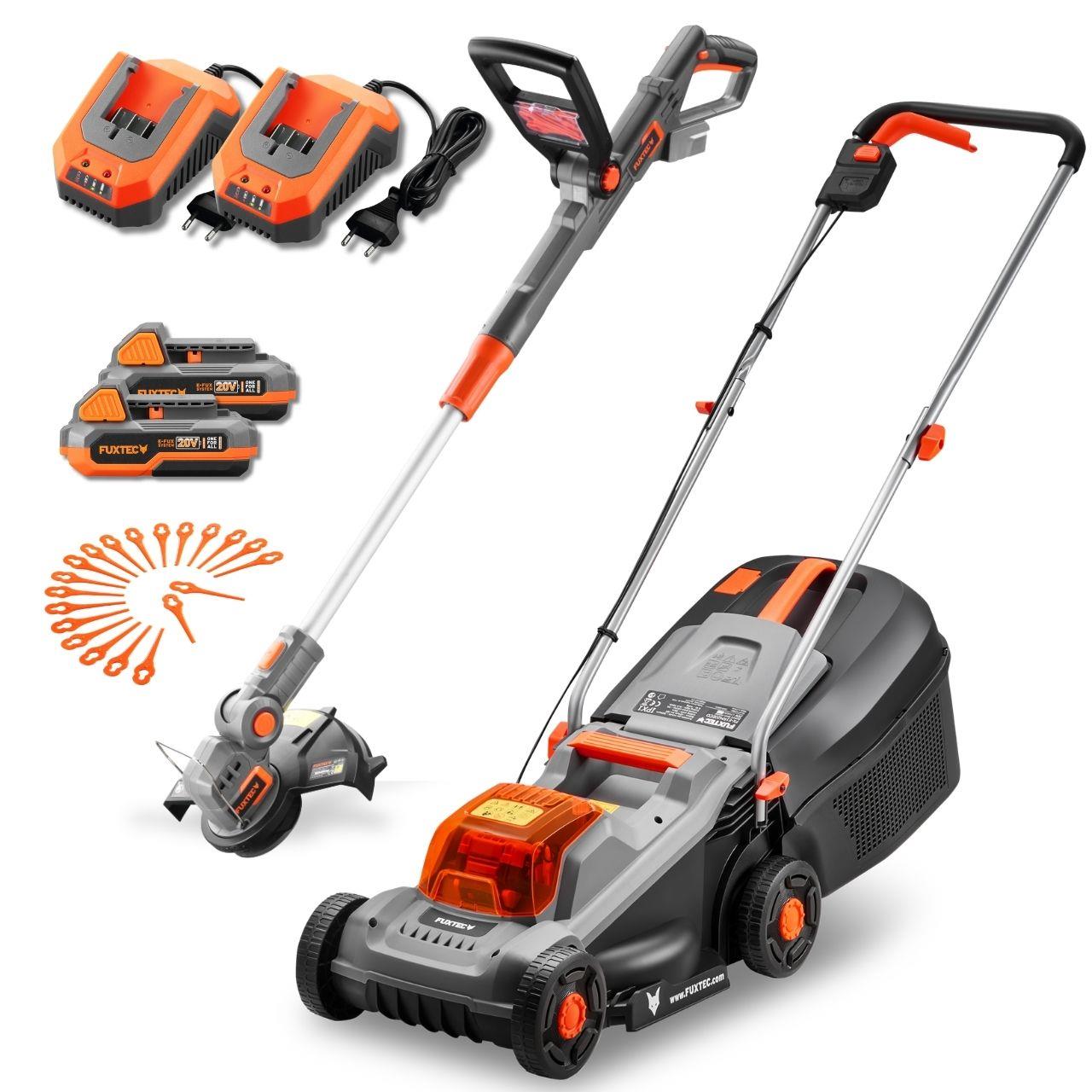Zahradní akumulátorová sada FUXTEC 20V FX-E1RM20ECO & FX-E1 RT20 s akumulátorem a nabíjeckou