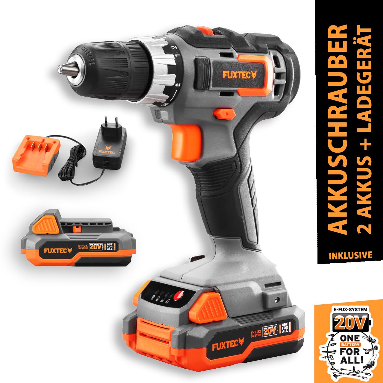 Akumulátorový šroubovák FUXTEC 20V FX-E1BS20 SET s 2 x akumulátorem 2Ah, 1 x nabíjeckou 1A