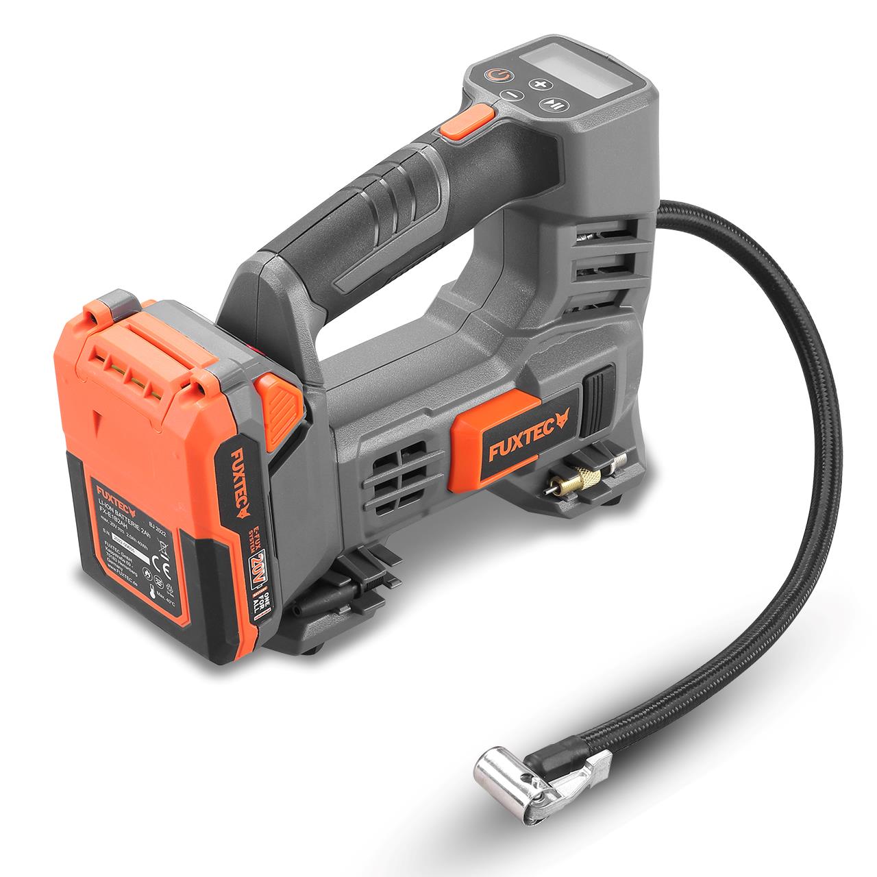 20V bateriový kompresor FUXTEC FX-E1CI20 SET s 1 x baterií 2Ah, 1 x nabíjeckou 1A
