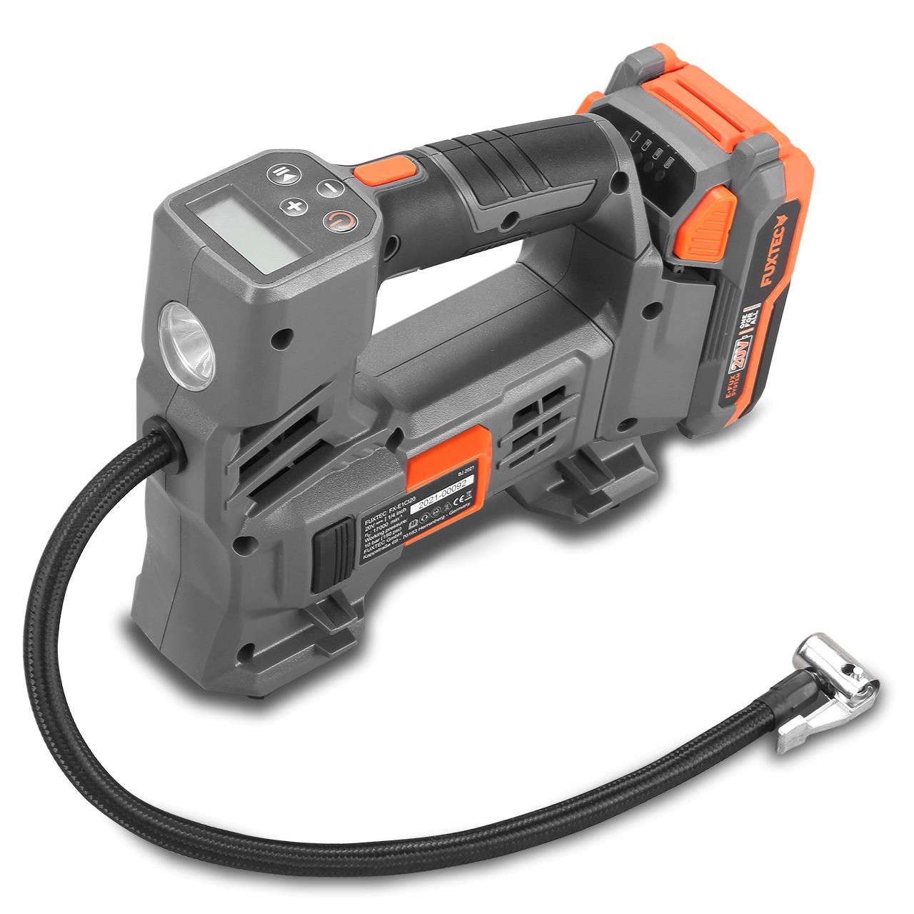 20V bateriový kompresor FUXTEC FX-E1CI20 SET s 1 x baterií 2Ah, 1 x nabíjeckou 1A