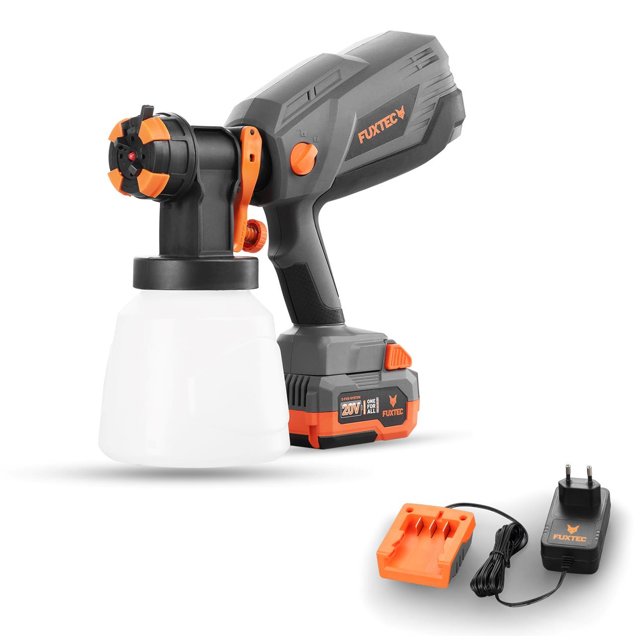 Akumulátorový rucní postrikovac FUXTEC 20V FX-E1CSP20 SET s 1 x baterií 4Ah, 1 x nabíjeckou 1A