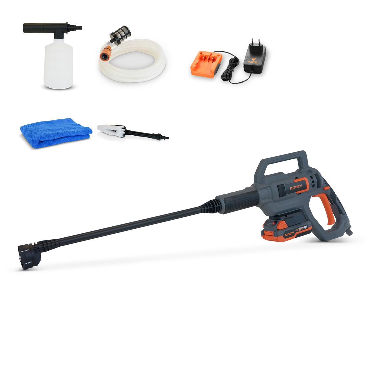 Akumulátorový vysokotlaký cistic FUXTEC 20V FX-E1HDR20 SET s 1 x akumulátorem 2Ah, 1 x nabíjeckou 1A