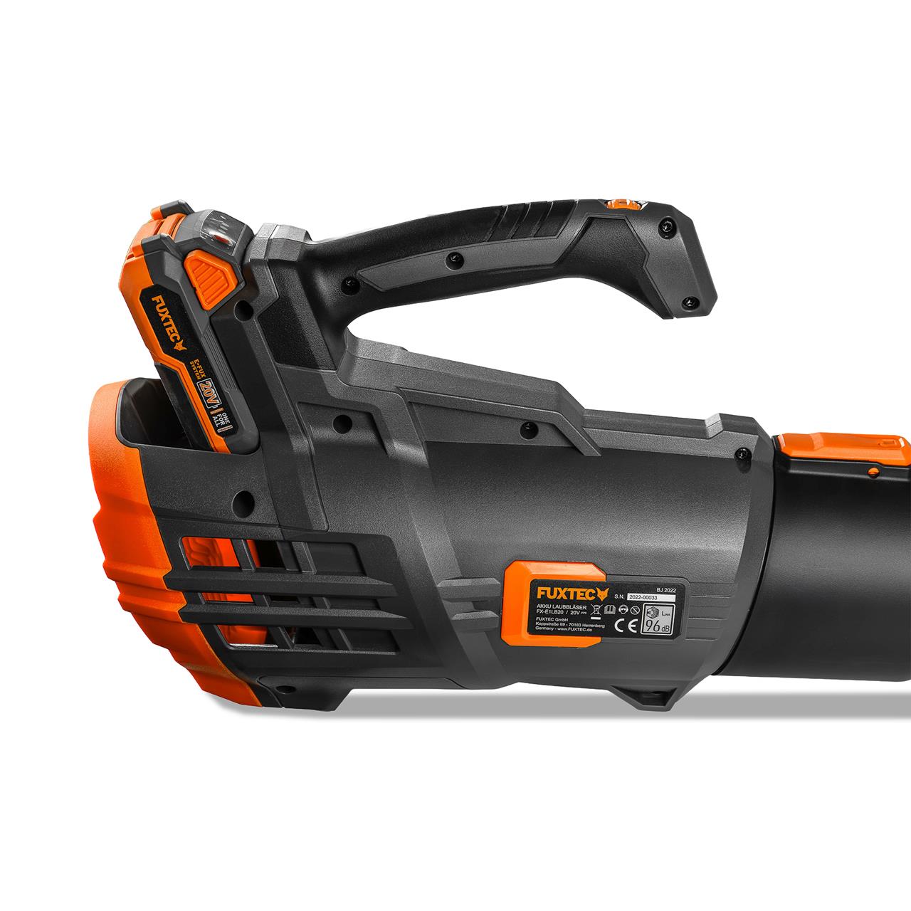 Akumulátorový foukac listí FUXTEC 20V FX-E1LB20 SET 2 s 1 x baterií 4Ah, 1 x nabíjeckou 2,4A