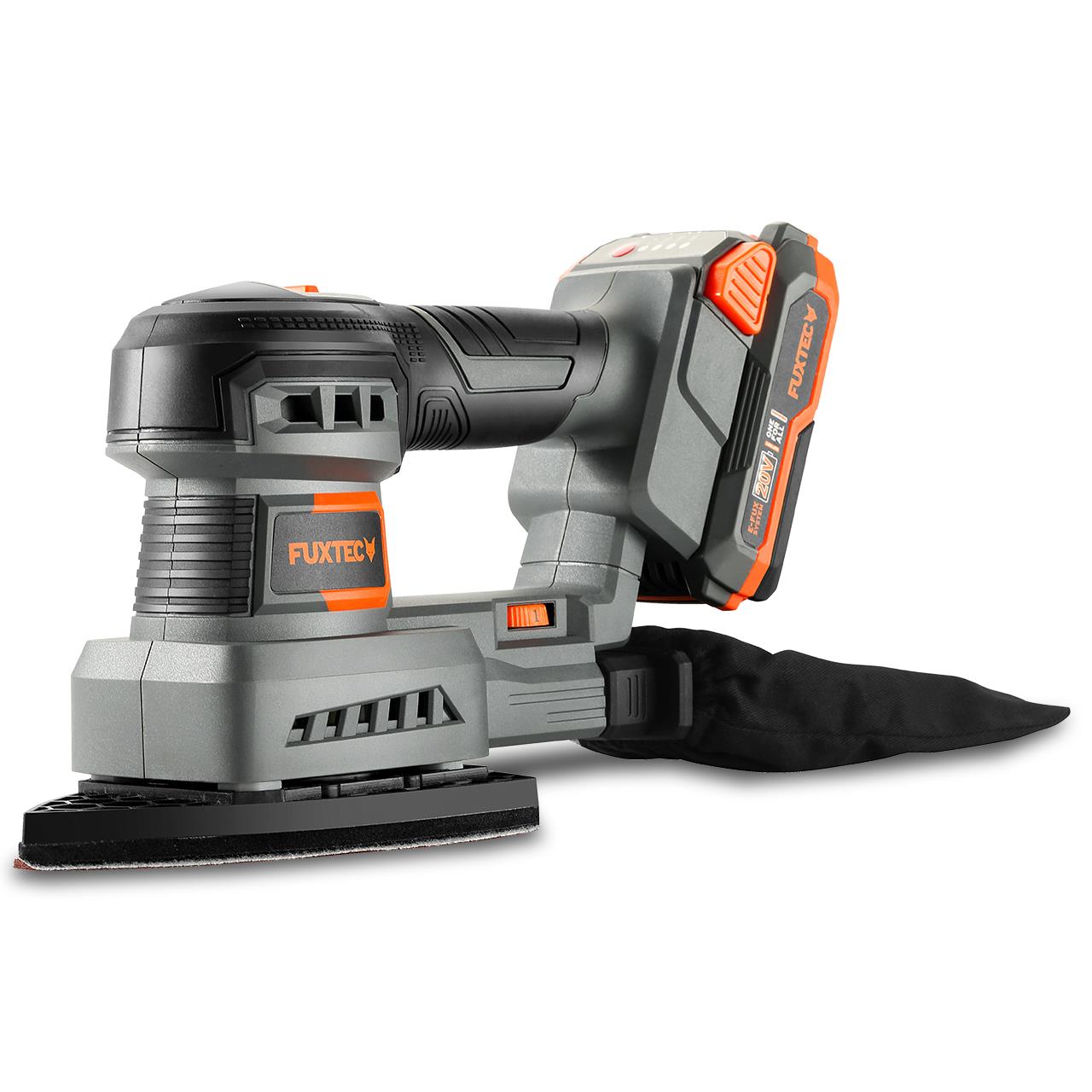Akumulátorová 20V orbitální bruska FUXTEC FX-E1MS20 SET s 1 x akumulátorem 2Ah, 1 x nabíjeckou 1A