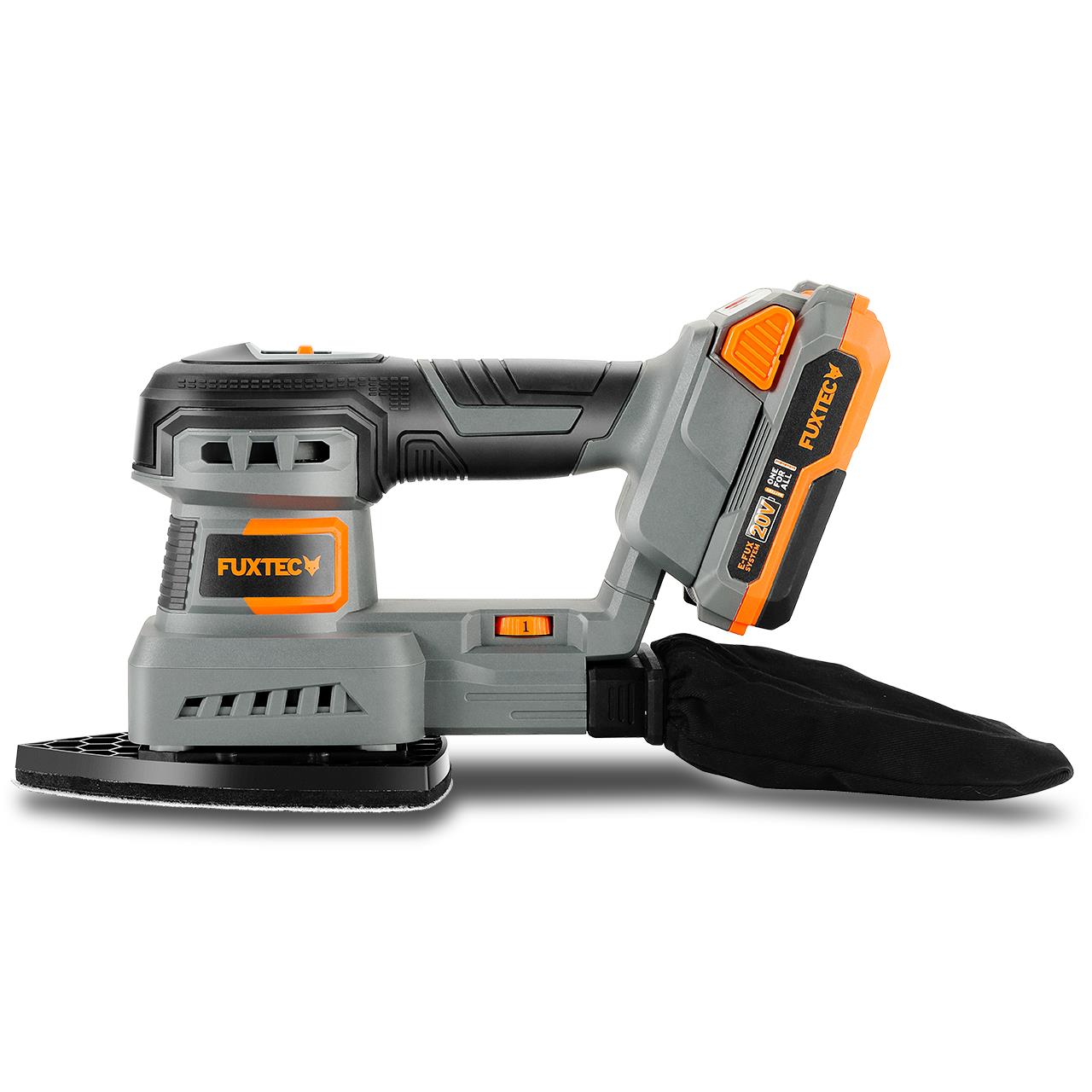 Akumulátorová 20V orbitální bruska FUXTEC FX-E1MS20 SET s 1 x akumulátorem 2Ah, 1 x nabíjeckou 1A