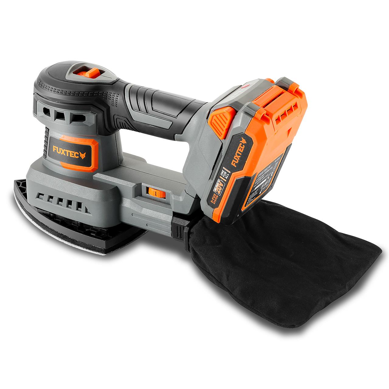 Akumulátorová 20V orbitální bruska FUXTEC FX-E1MS20 SET s 1 x akumulátorem 2Ah, 1 x nabíjeckou 1A