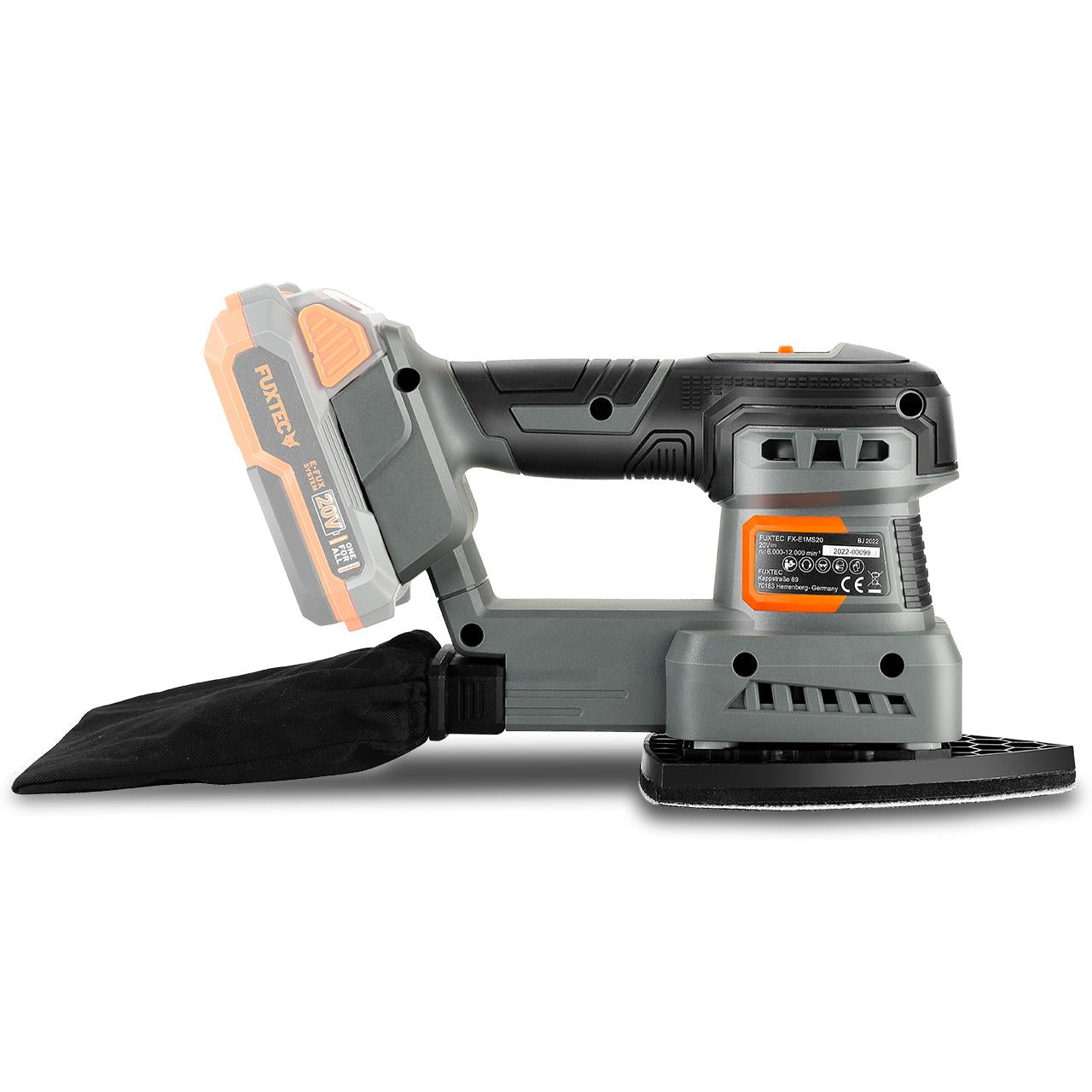 Akumulátorová 20V orbitální bruska FUXTEC FX-E1MS20 bez akumulátoru, bez nabíjecky