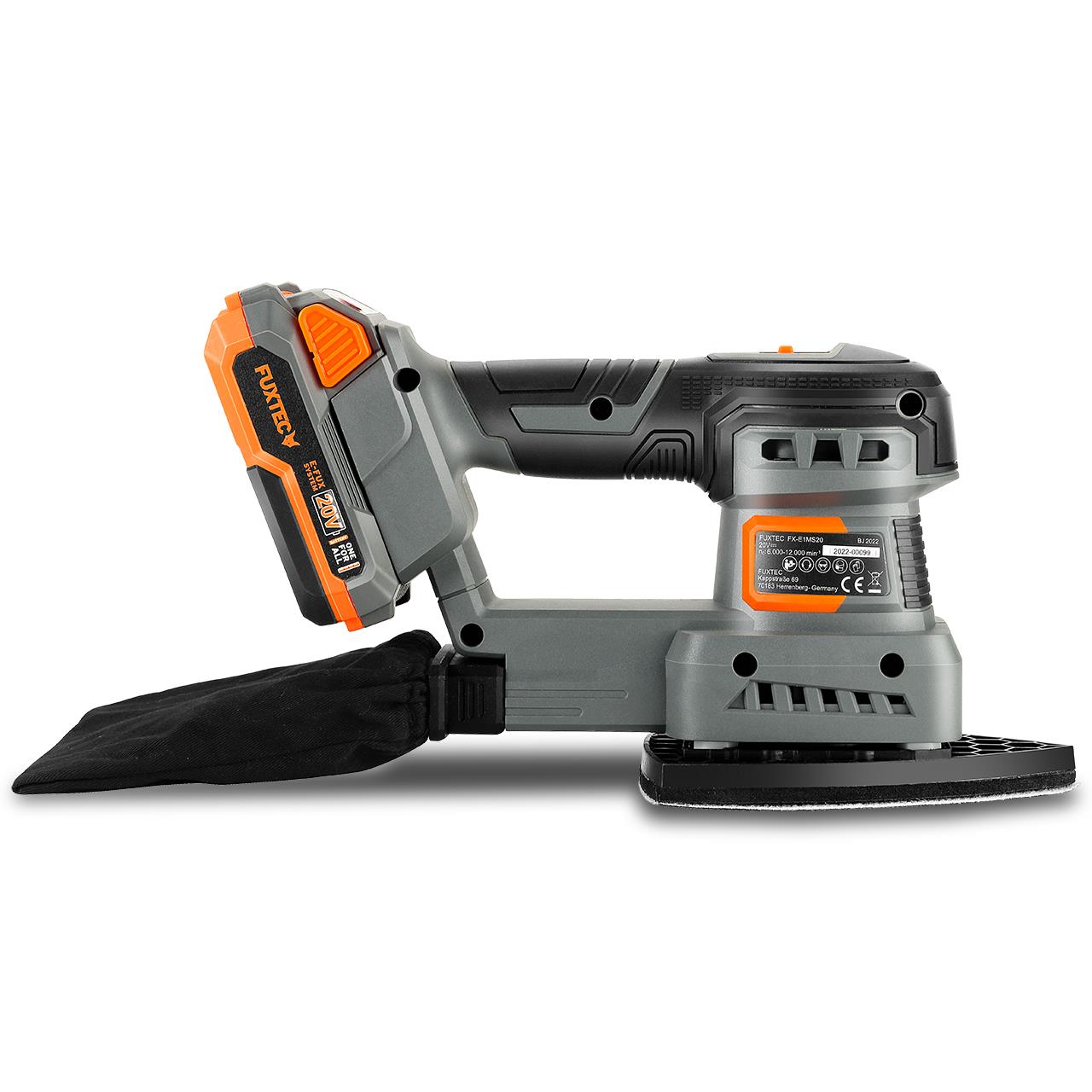 Akumulátorová 20V orbitální bruska FUXTEC FX-E1MS20 SET s 1 x akumulátorem 2Ah, 1 x nabíjeckou 1A