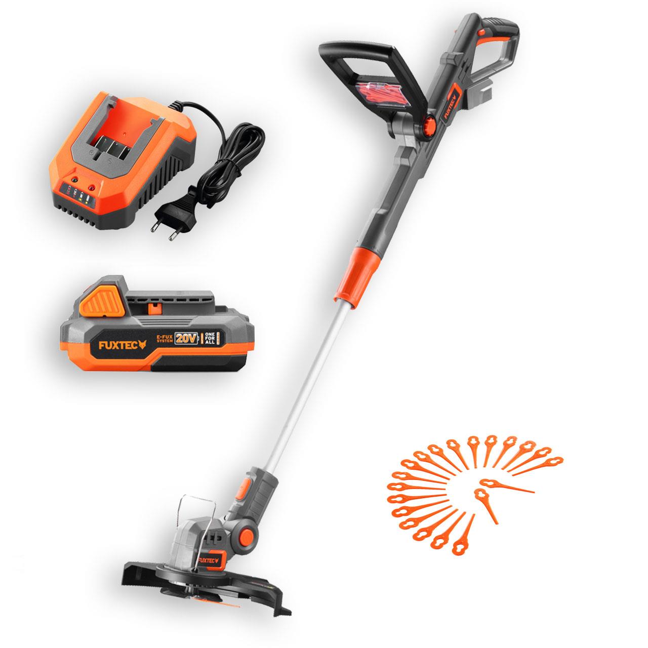 20V akumulátorový vyžínac FUXTEC FX-E1RT20 SET s 1 x akumulátorem 2Ah, 1 x nabíjeckou 2,4 A