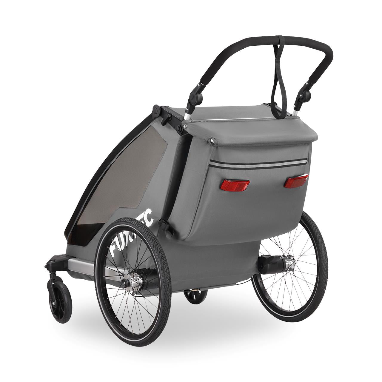 Prívesný vozík za jízdní kolo FUXTEC FX-FA1-SET-GRAY s koleckem pro jogger