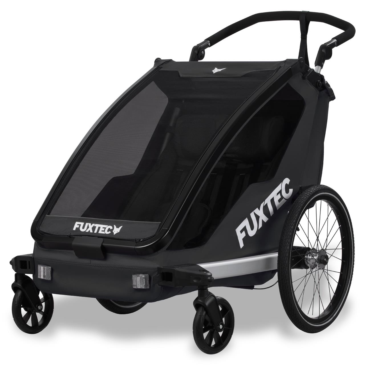 Prívesný vozík za jízdní kolo FUXTEC FX-FA1-SET-SCHWARZ s koleckem pro jogger