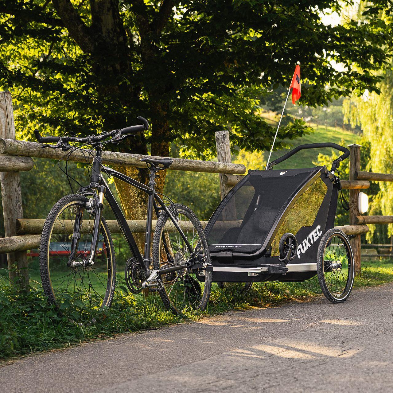 FUXTEC Fahrradanhänger/Jogger FX-FA1-SET-GRAU mit Jogger-Rad