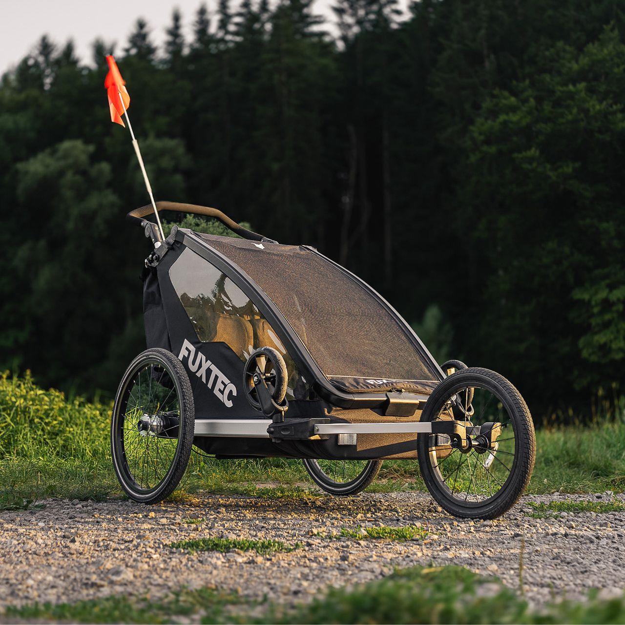 FUXTEC Fahrradanhänger/Jogger FX-FA1-SET-GRAU mit Jogger-Rad