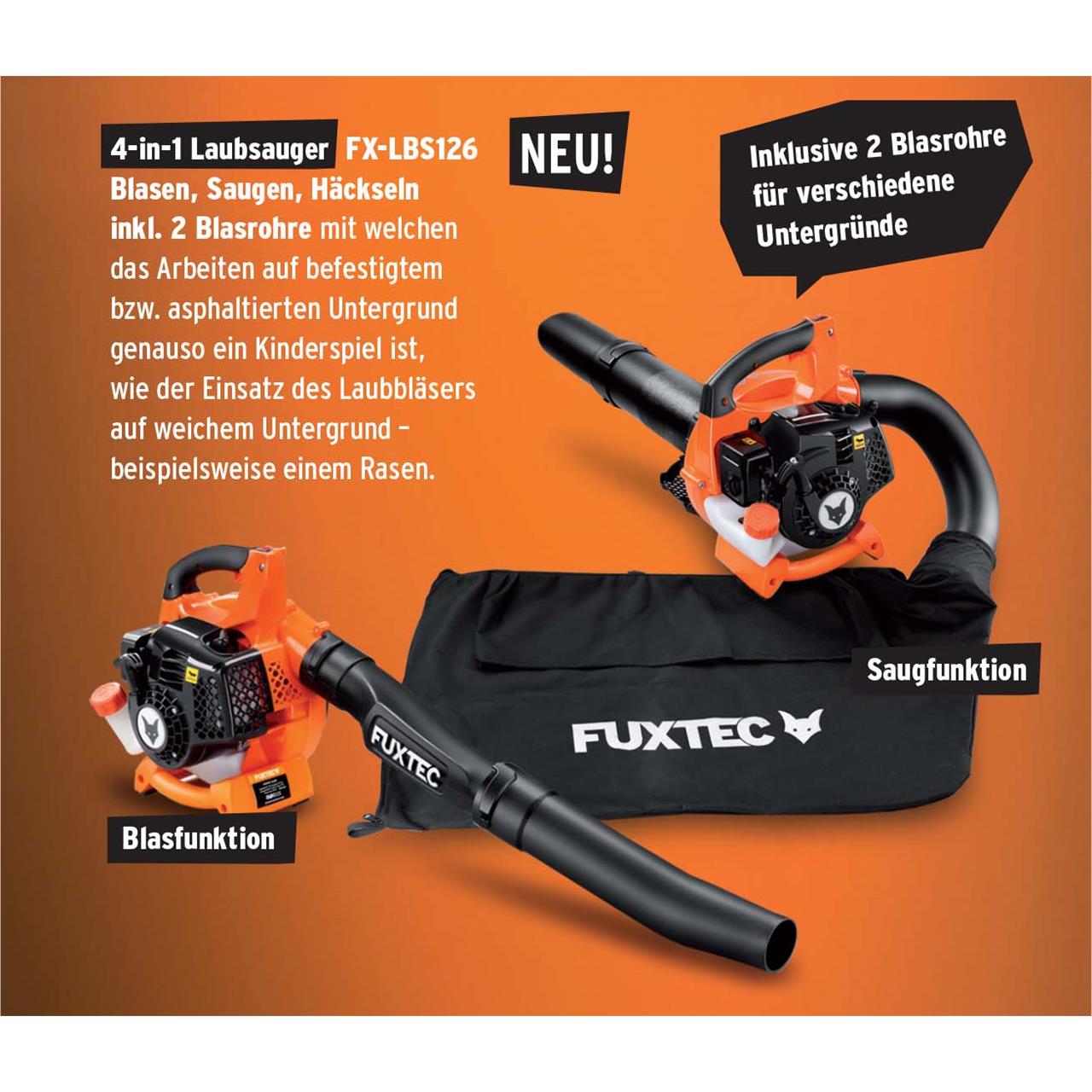 FUXTEC FX-LBS126 4v1 vysavac listí Foukac listí Drtic listí