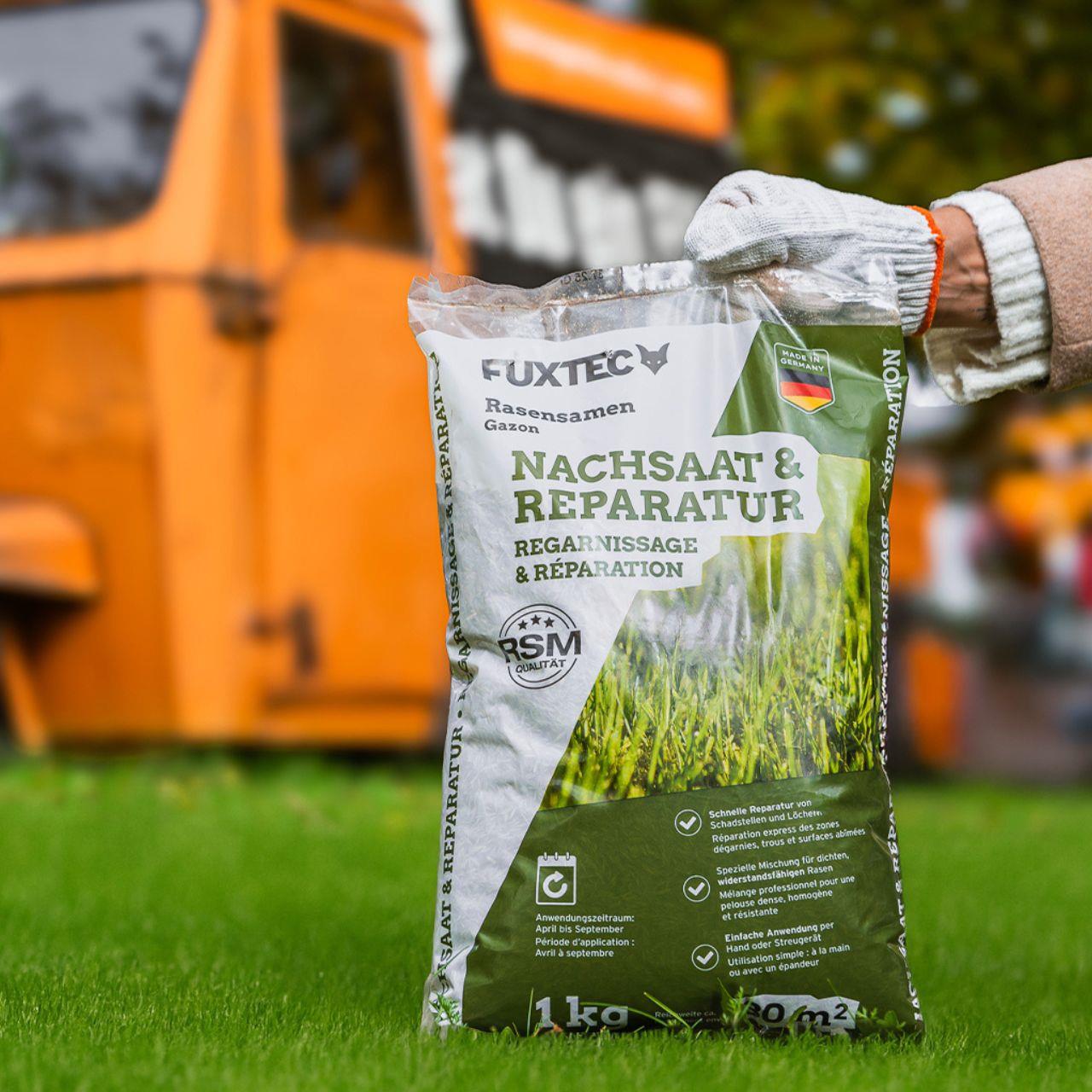 Osivo trávníku FUXTEC FX-RSNR1 - dosévání a opravy