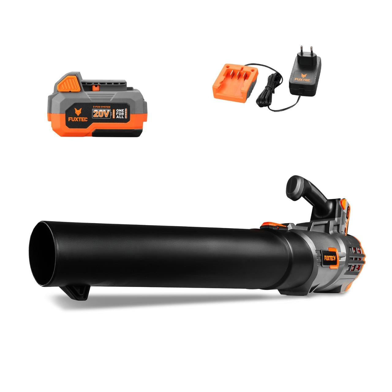 Akumulátorový foukac listí FUXTEC 20V FX-E1LB20 SET 3 s 1 x baterií 4Ah, 1 x nabíjeckou 1A