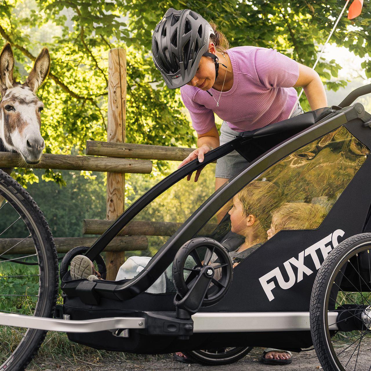 FUXTEC Fahrradanhänger/Jogger FX-FA1-SET-GRAU mit Jogger-Rad