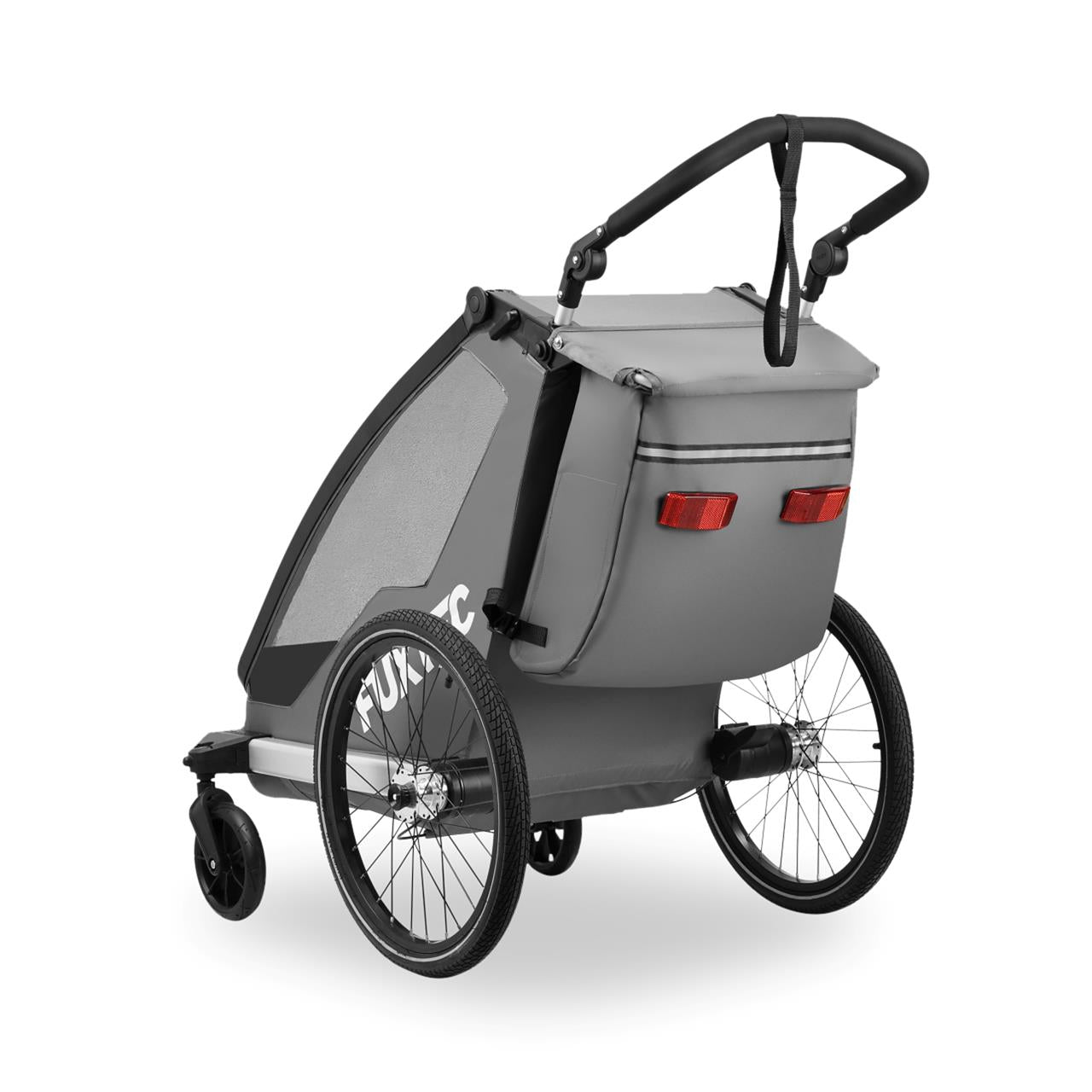 Príves na kolo FUXTEC FX-FA1S šedý s jogger koleckem